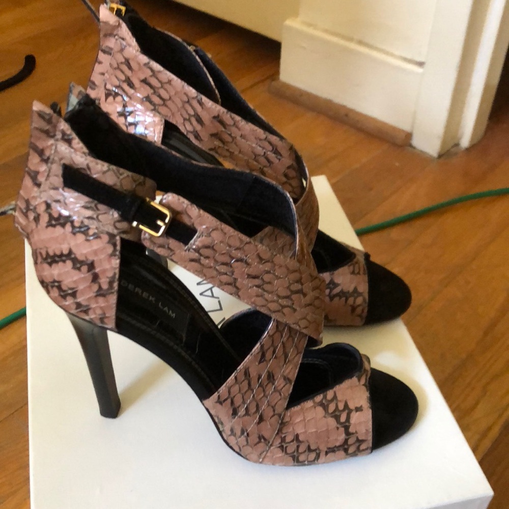 Derek Lam nude snake skin sandals